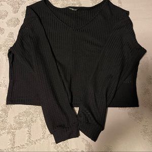 Brand new, never worn Black Long Sleeve Crop. Waffle knit. Size small.